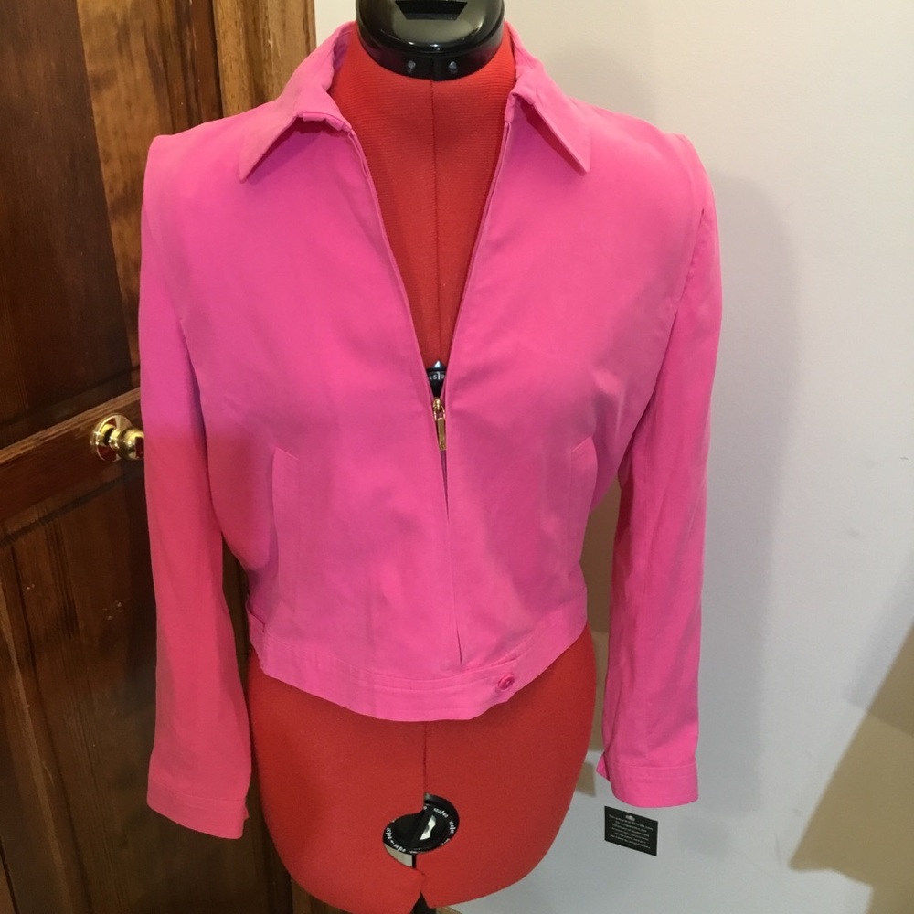 Ralph Lauren Pink Bomber Jacket with Fitted Silhouette, size SP, silk, NWT
